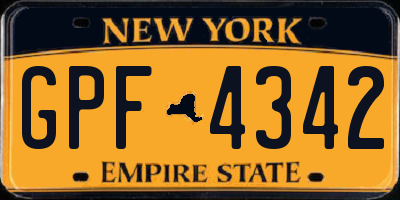 NY license plate GPF4342