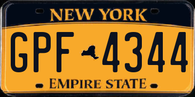 NY license plate GPF4344