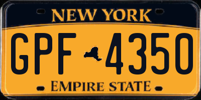 NY license plate GPF4350