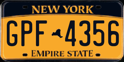 NY license plate GPF4356