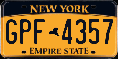 NY license plate GPF4357