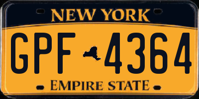 NY license plate GPF4364