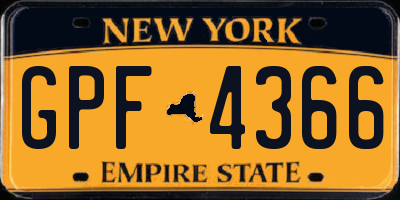 NY license plate GPF4366