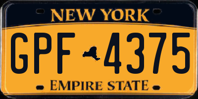 NY license plate GPF4375