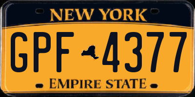 NY license plate GPF4377