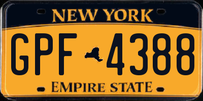 NY license plate GPF4388