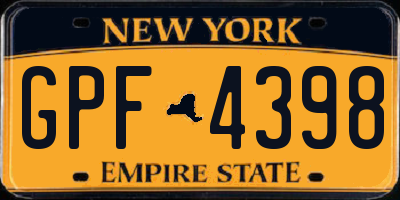 NY license plate GPF4398