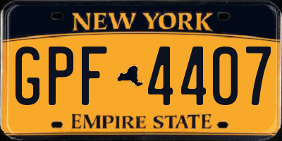 NY license plate GPF4407