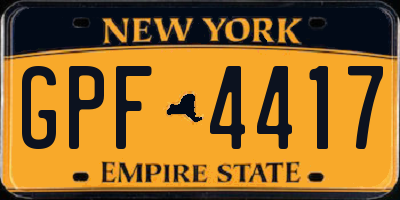 NY license plate GPF4417