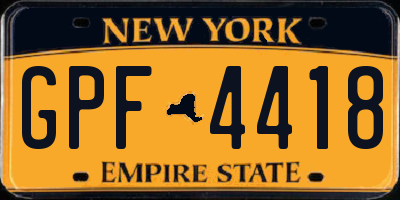 NY license plate GPF4418