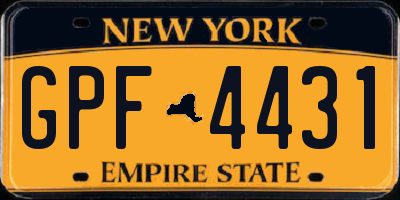 NY license plate GPF4431