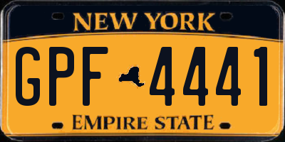 NY license plate GPF4441