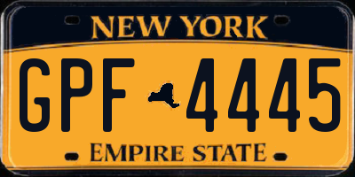 NY license plate GPF4445