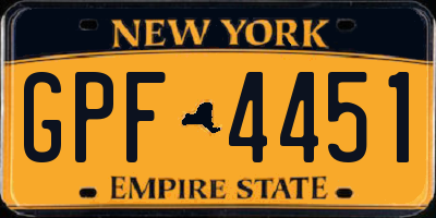 NY license plate GPF4451