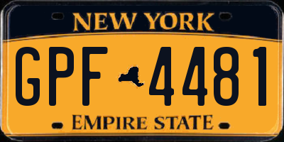 NY license plate GPF4481