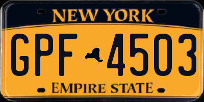 NY license plate GPF4503