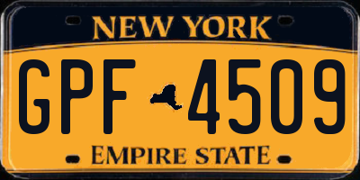 NY license plate GPF4509