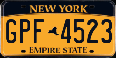 NY license plate GPF4523