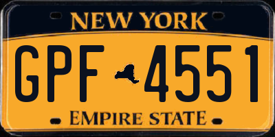 NY license plate GPF4551