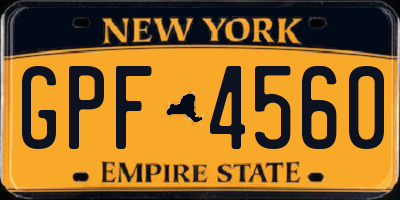 NY license plate GPF4560