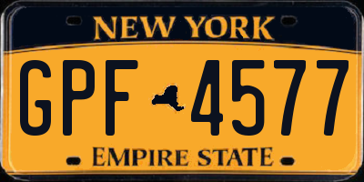 NY license plate GPF4577