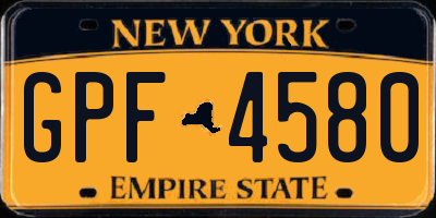 NY license plate GPF4580