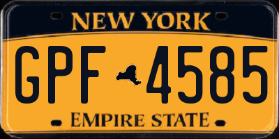 NY license plate GPF4585