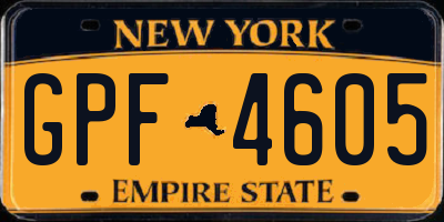NY license plate GPF4605