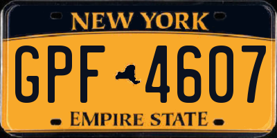 NY license plate GPF4607