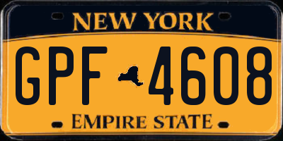 NY license plate GPF4608