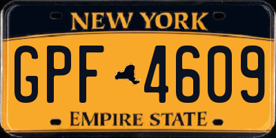 NY license plate GPF4609