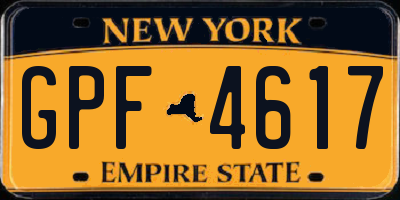 NY license plate GPF4617