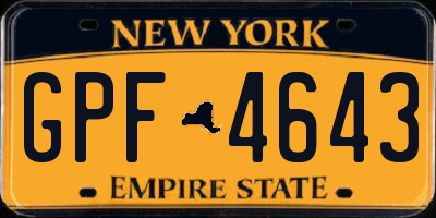 NY license plate GPF4643