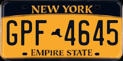 NY license plate GPF4645