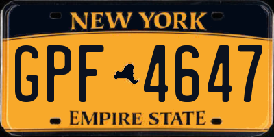 NY license plate GPF4647