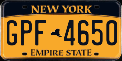 NY license plate GPF4650