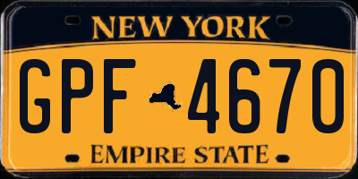 NY license plate GPF4670