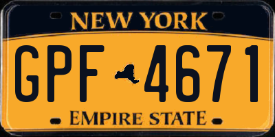 NY license plate GPF4671