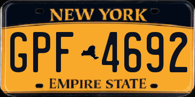 NY license plate GPF4692
