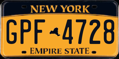 NY license plate GPF4728