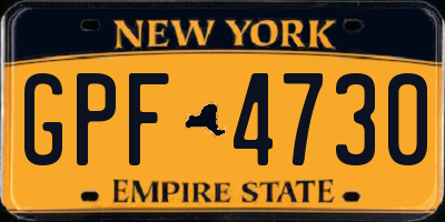 NY license plate GPF4730