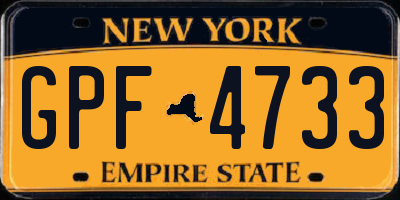 NY license plate GPF4733