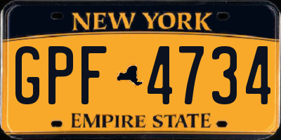 NY license plate GPF4734