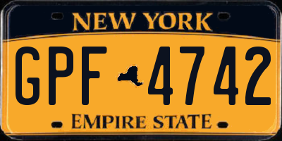 NY license plate GPF4742