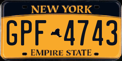 NY license plate GPF4743
