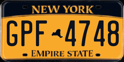 NY license plate GPF4748