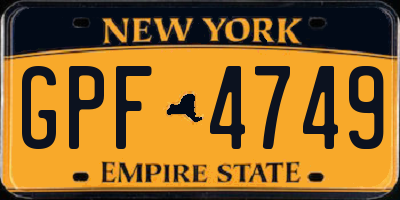 NY license plate GPF4749