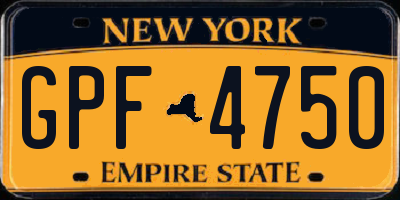 NY license plate GPF4750
