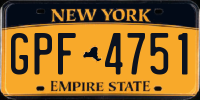 NY license plate GPF4751