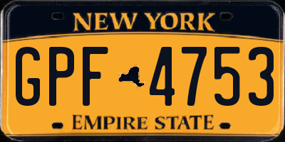 NY license plate GPF4753